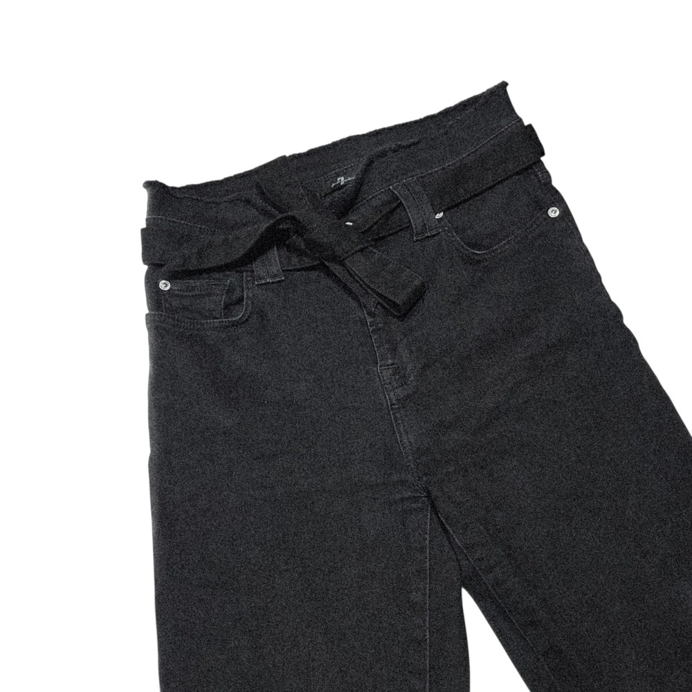 7‎ For All Mankind Womens Paperbag Tie Waist Jeans Black Straight Leg Size 29